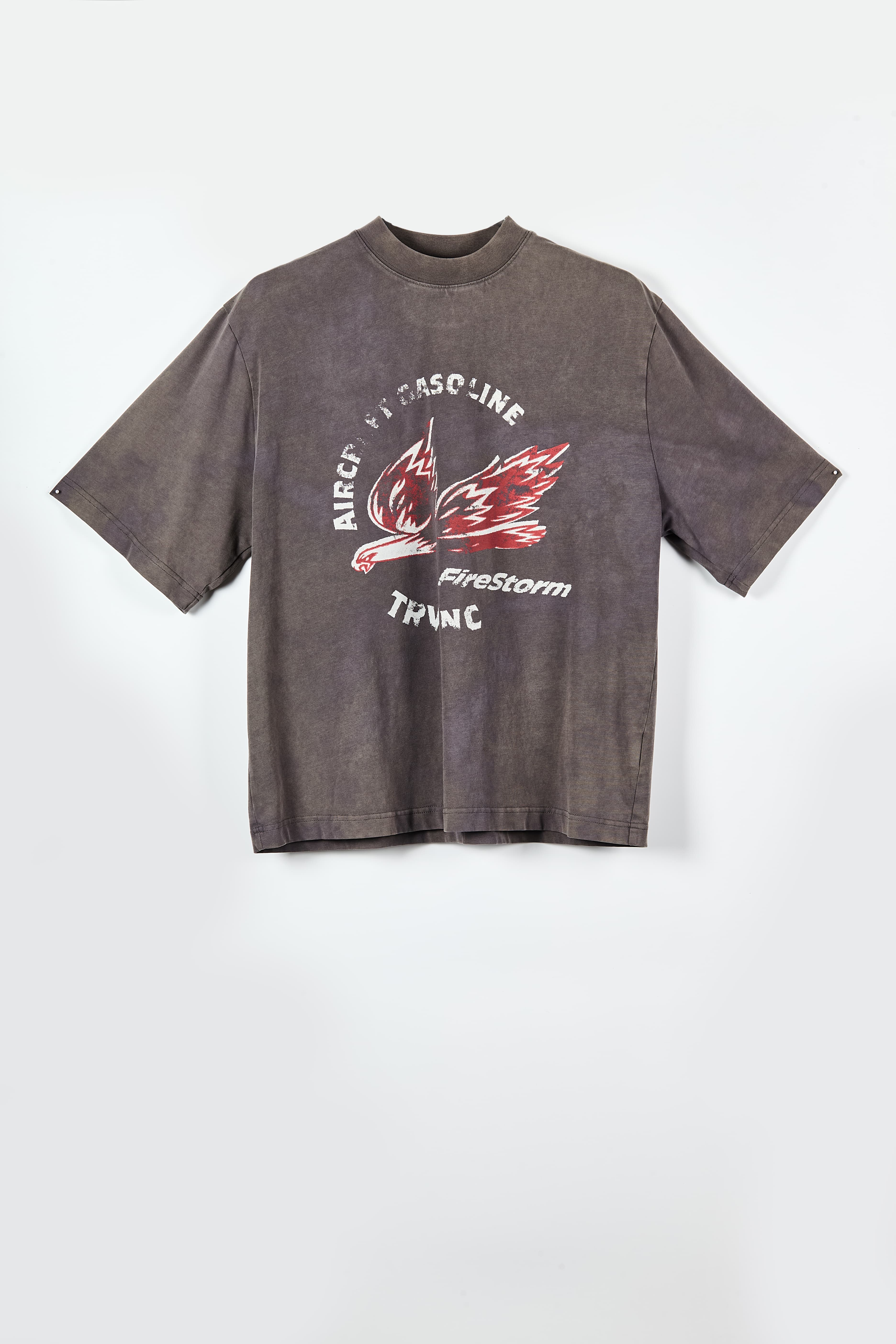 Vintage Washed Firestorm Eagle Tee - Grunge Streetwear Oversized T-Shirt